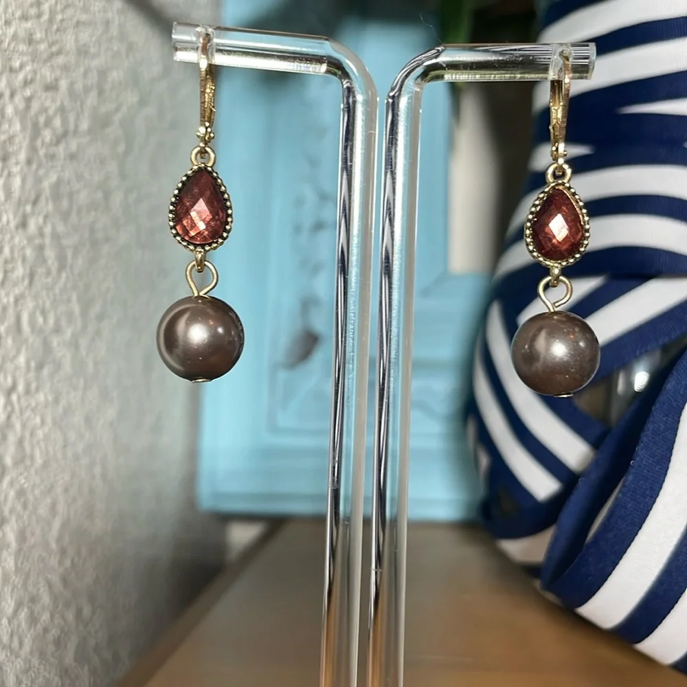 Napier Pearl Drop Earrings - Picture 1 of 6